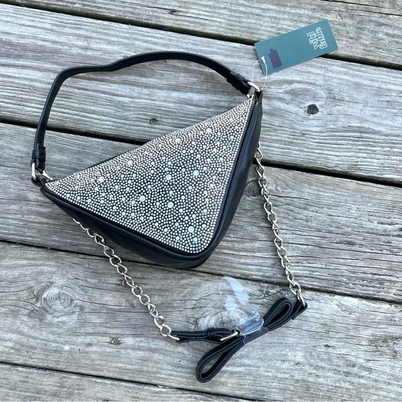 NWT Wild Fable Triangle Rhinestone Black Crossbody Handbag - Picture 4 of 16
